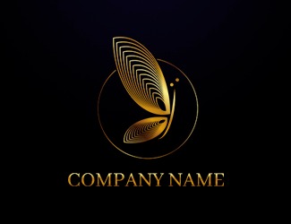 Projekt graficzny logo dla firmy online motyl złoty