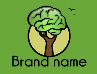 Projekt graficzny logo dla firmy online Mózg-drzewo-dłoń