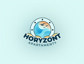 Projekt graficzny logo dla firmy online Apartamenty, morze, plaża, woda, słońce, mewy